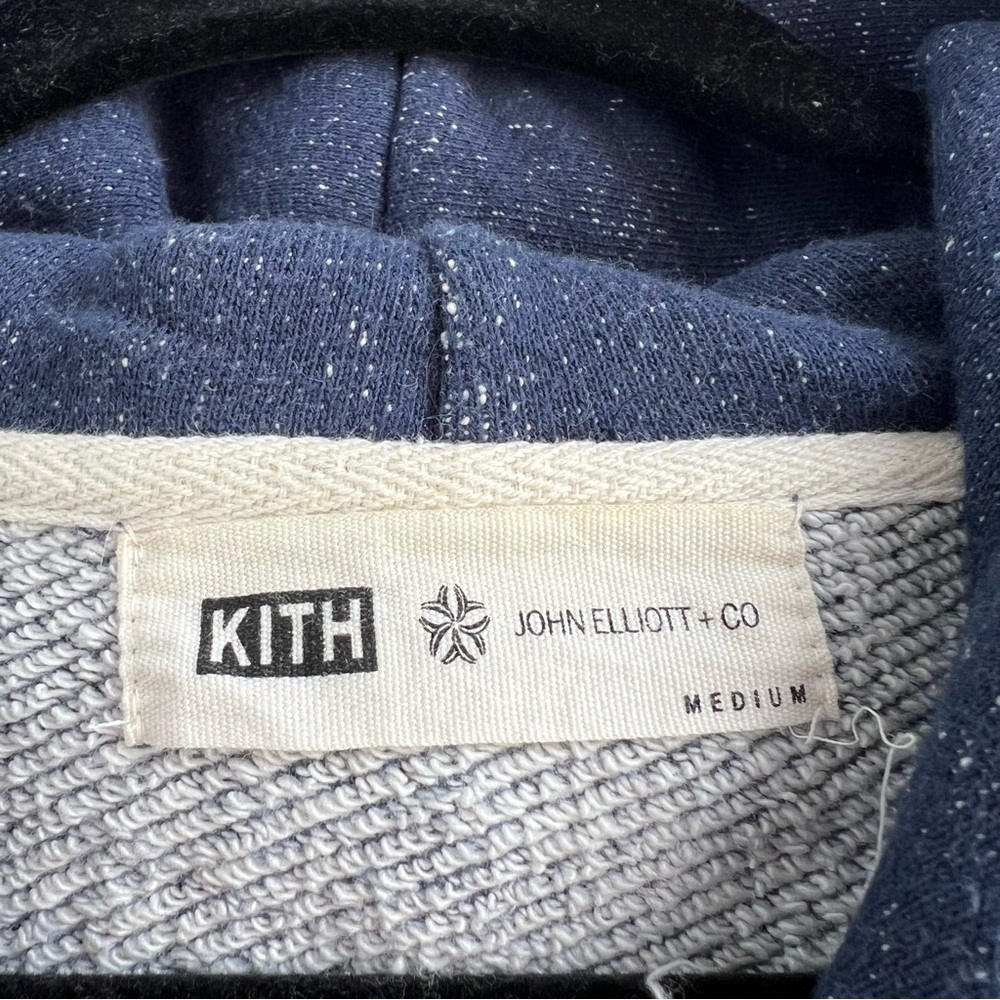 KITH x John Elliott + Co Villain Hoodie Speckled Navy Tokyo Sakura Project Med - Picture 2 of 9